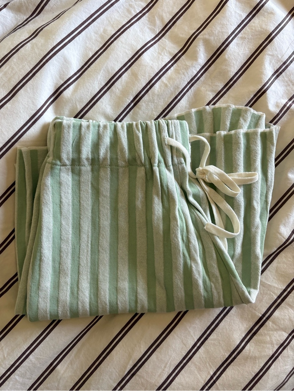 Rus Makisu Striped Shorts in Pale Green Size Small